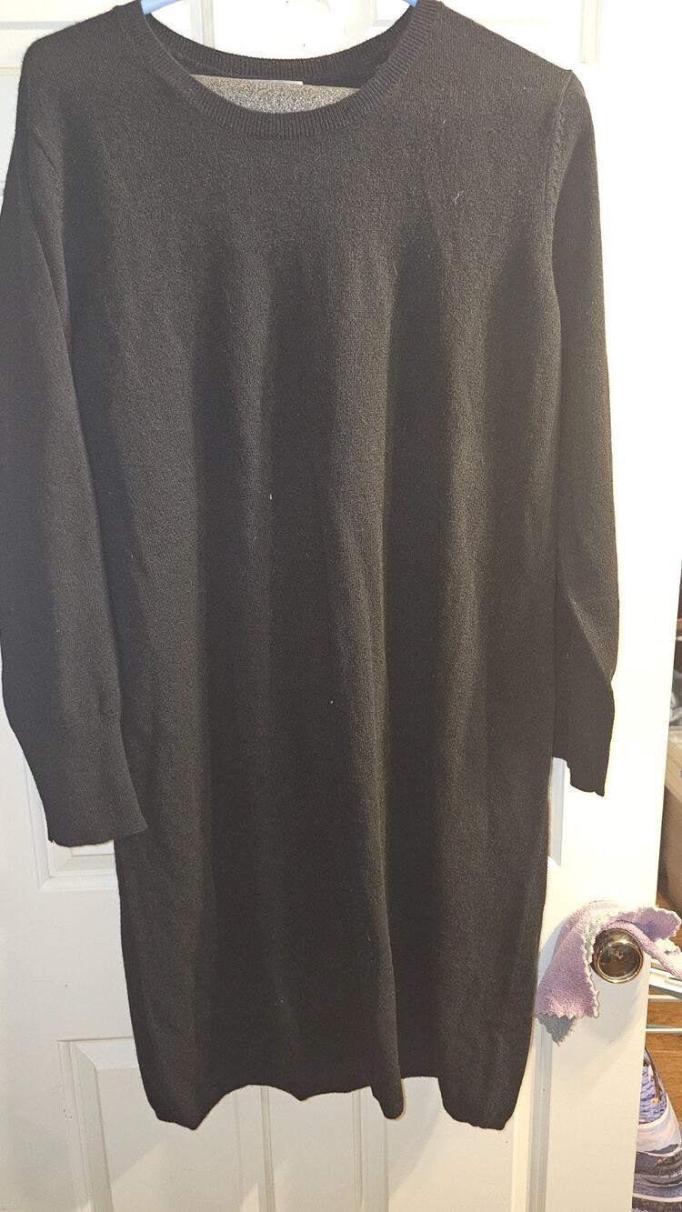NWOT Neiman Marcus Black Cashmere Knit Dress Long Sleeve Size 2X